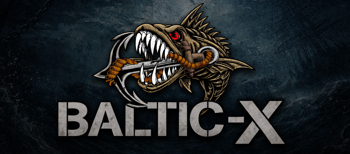 BALTIC X Logo mit Fischmotiv – Merch für Motorsport & Tractorpulling